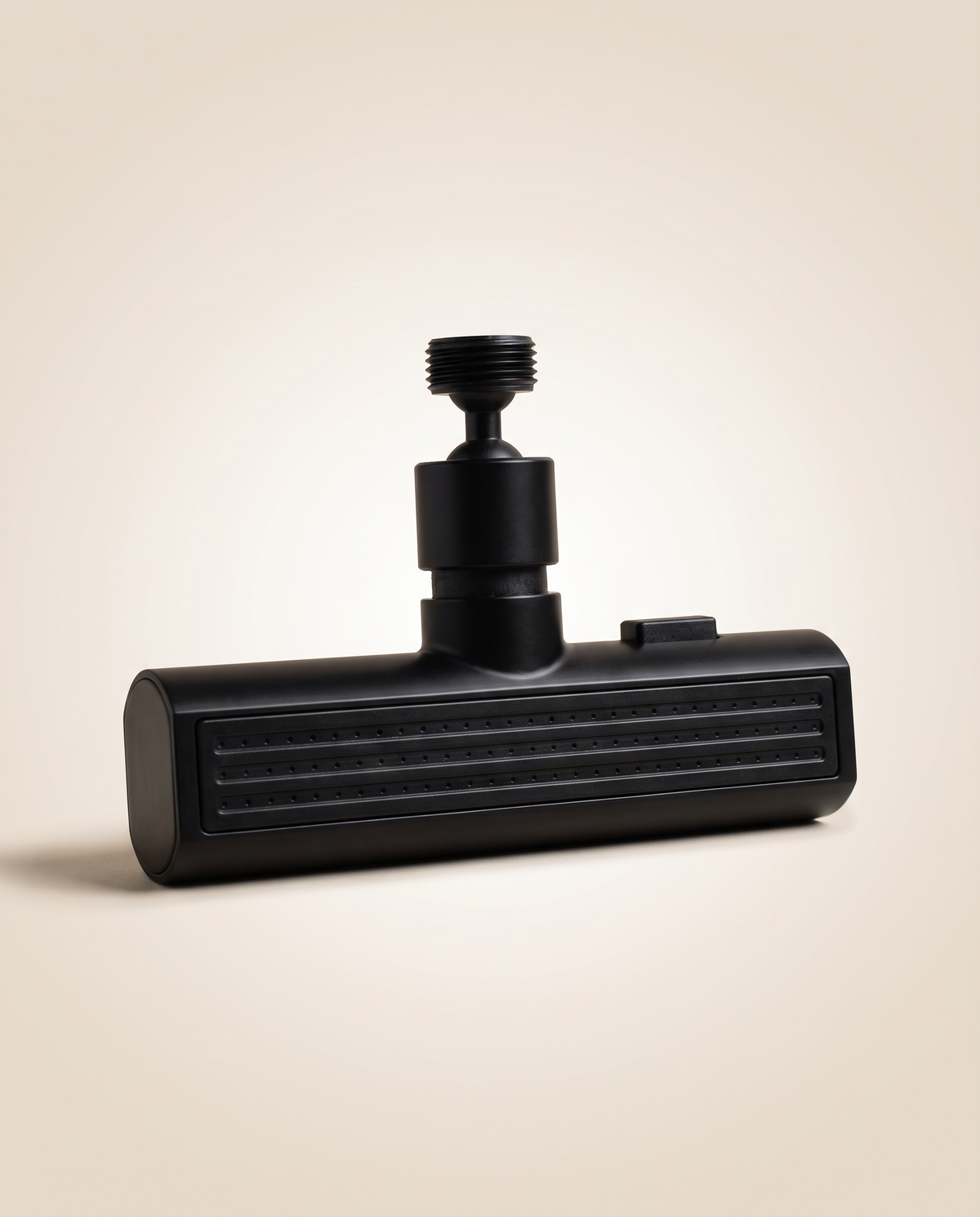Waterfall kitchen tap attachment in matt black with ribbed grille and swivel connector