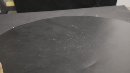 Video of the landscape LED message board night light glowing with a handwritten message on its wood-effect base
