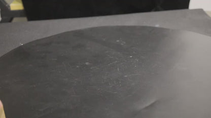 Video of the landscape LED message board night light glowing with a handwritten message on its wood-effect base