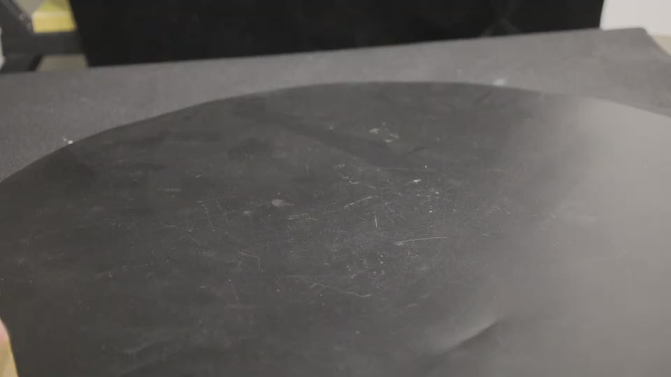 Video of the landscape LED message board night light glowing with a handwritten message on its wood-effect base